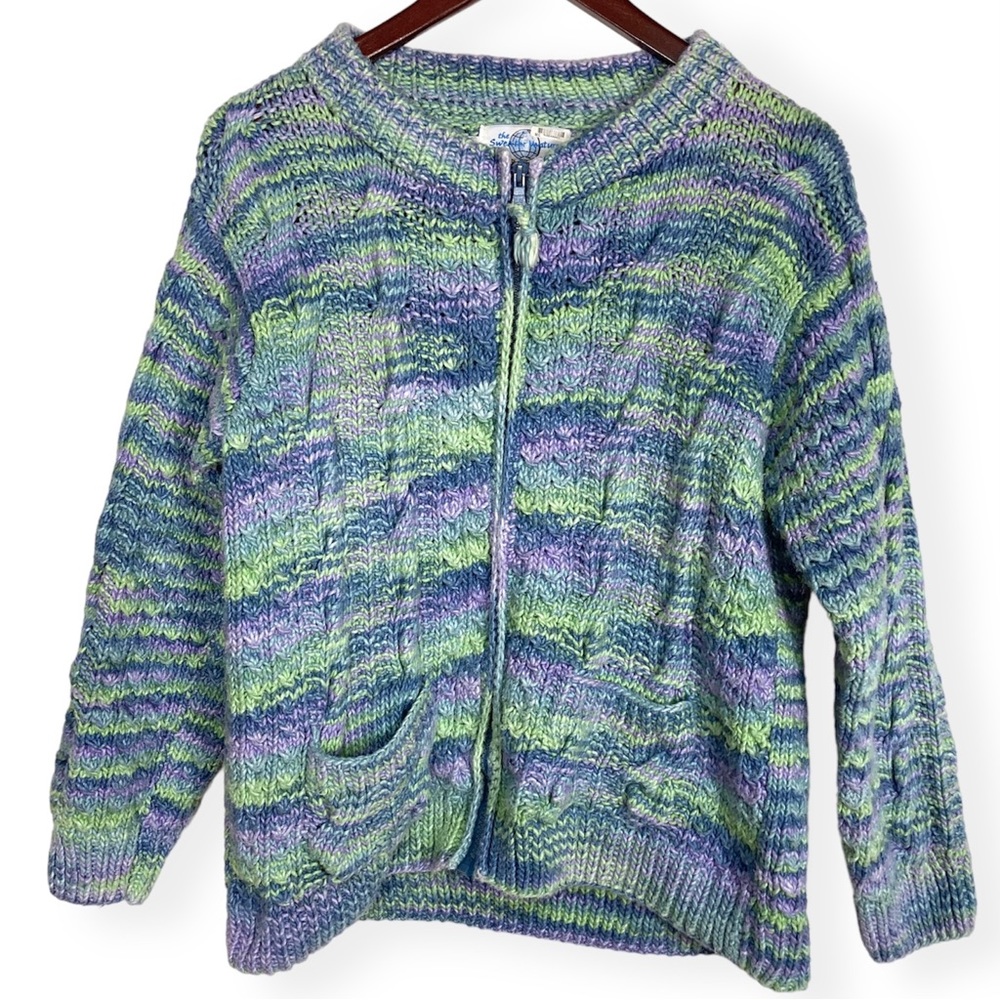 The Sweater Venture Full Zip Multicolor Knit Sweater Cardigan Size Small